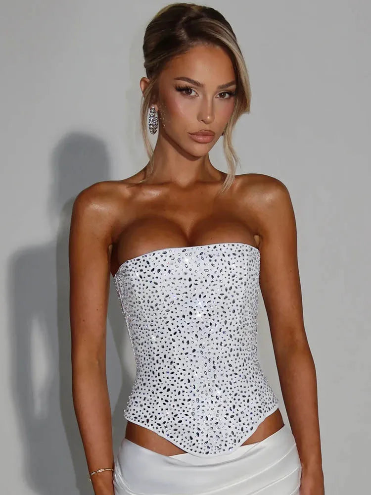 Mozision Pailletten Zweiteiler Damen – Elegantes Satin Crop Top & Langer Rock